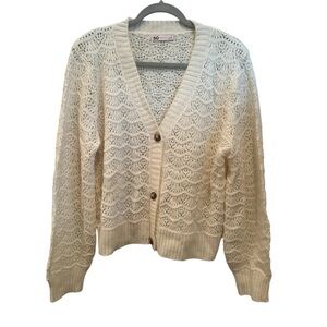 SO Women's Ivory Button-Up Cardigan Fall Layer Neutral Cozy Sz XL